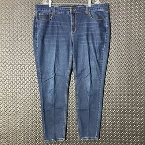 One 5 One Dark Blue Light Wash Casual Comfort Wear Denim Jeans Women's Size 18W